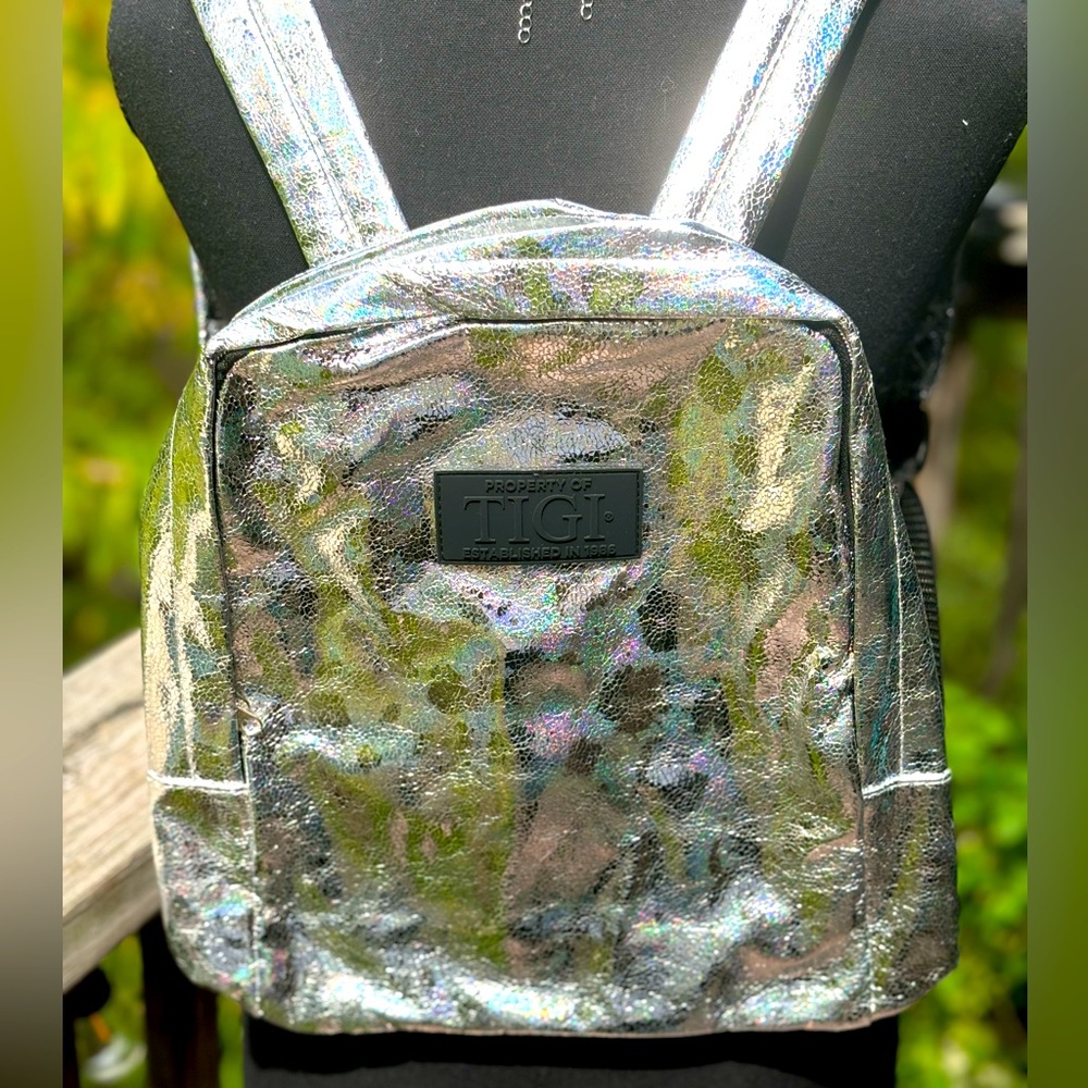 NWT TIGI Y2K Rainbow Leopard Metallic Backpack